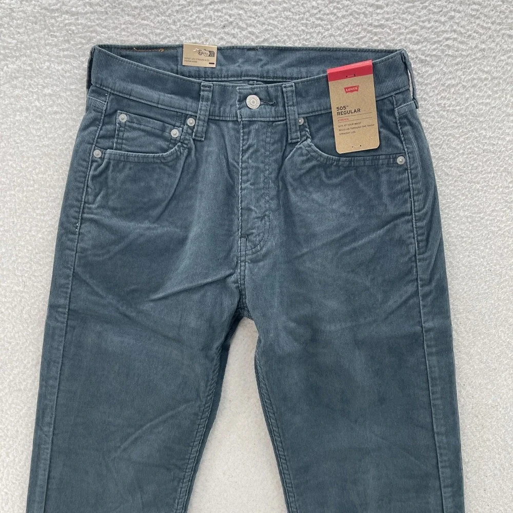 Levis 505 Pants Mens 31x30 Slate Gray Corduroy Pinwale Regular Straight Preppy